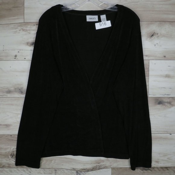 Chico's Sweaters - Chico's* Women's Long Sleeve Open Cardigan Black Sweater~ Size 3